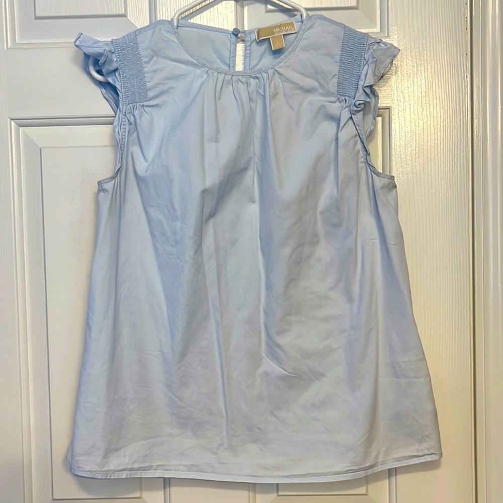 Light Blue Flutter Sleeve Top